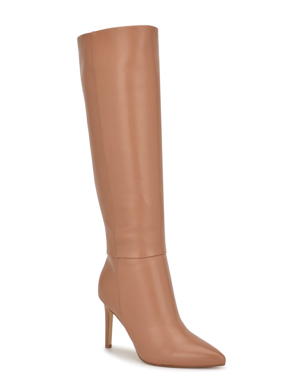 🖤🖤 Nine West Richy Heeled Boots - Light Natural Tone Leather Knee High Boot - Picture 2 of 5